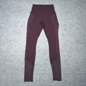 Lululemon Women's Barre Star Leggings‎ Women's Size 2 Yoga Pants Mesh Burgundy